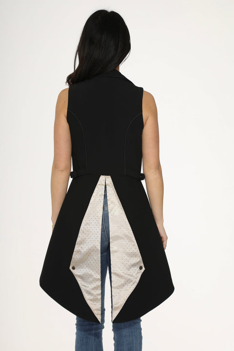 Black& Beige Pin Dot Vest