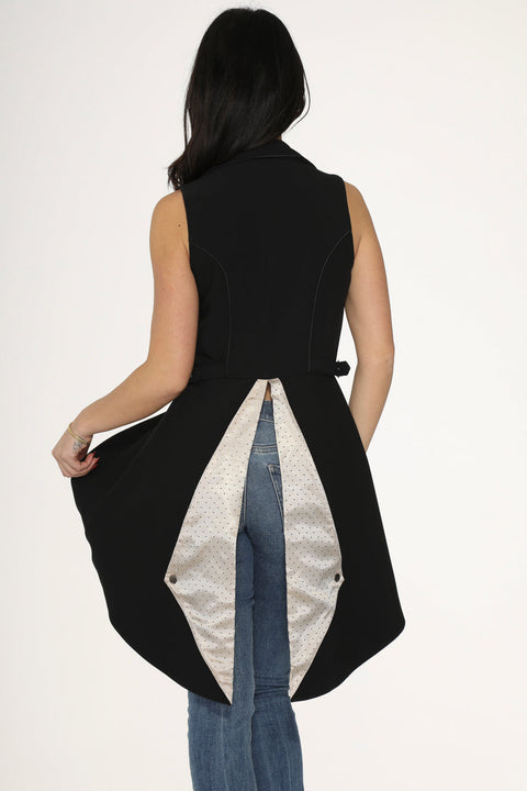 Black& Beige Pin Dot Vest