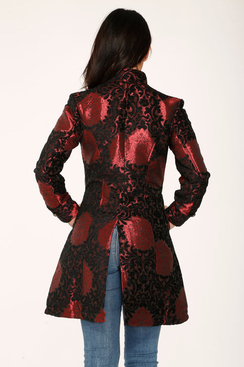 Red & Black Brocade Coat