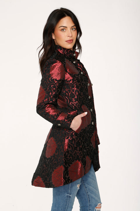 Red & Black Brocade Coat