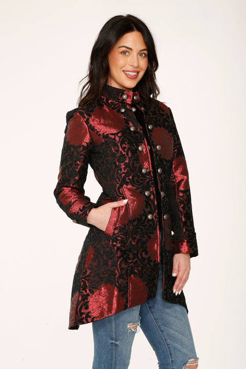 Red & Black Brocade Coat