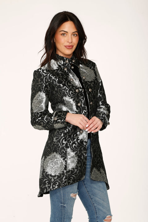 Silver & Black Brocade Coat
