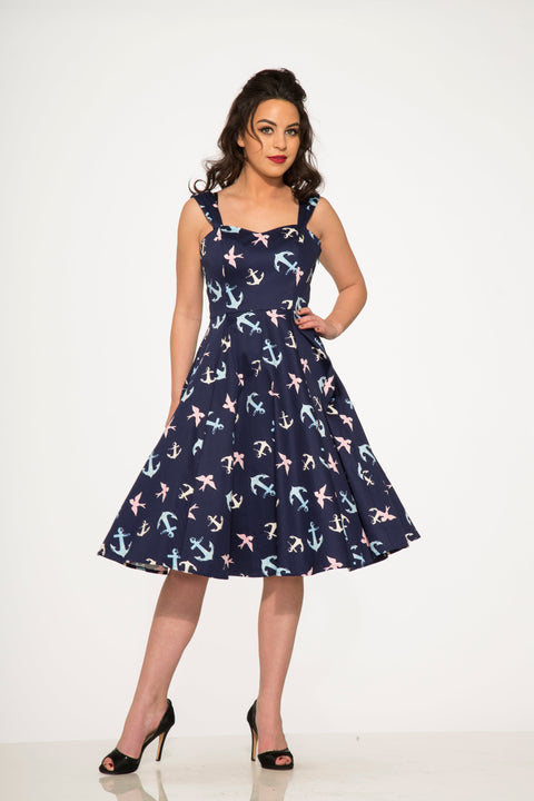 Blue Swallows & Anchor Swing Dress