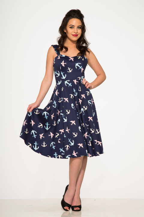 Blue Swallows & Anchor Swing Dress