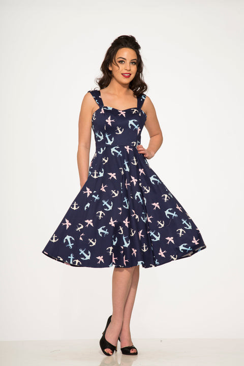 Blue Swallows & Anchor Swing Dress
