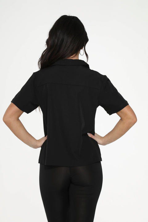 Black White Embroidered Poodle Top