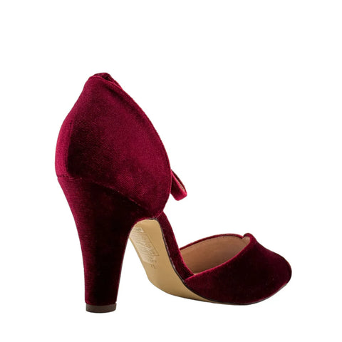 Lola Velvet Heels Burgundy