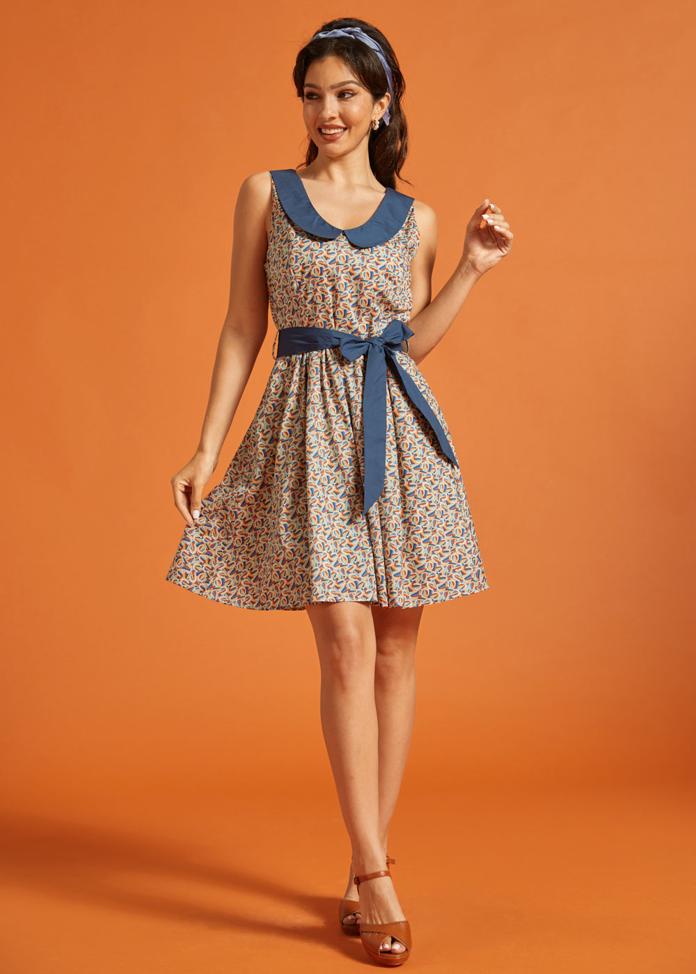 Vintage Horseshoe Print Peter Pan Collar Dress with Pockets – ModCloth