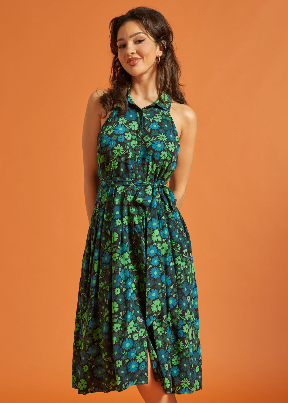 Halter Skelter Shirt Dress in Mod Bloom, Size 3X