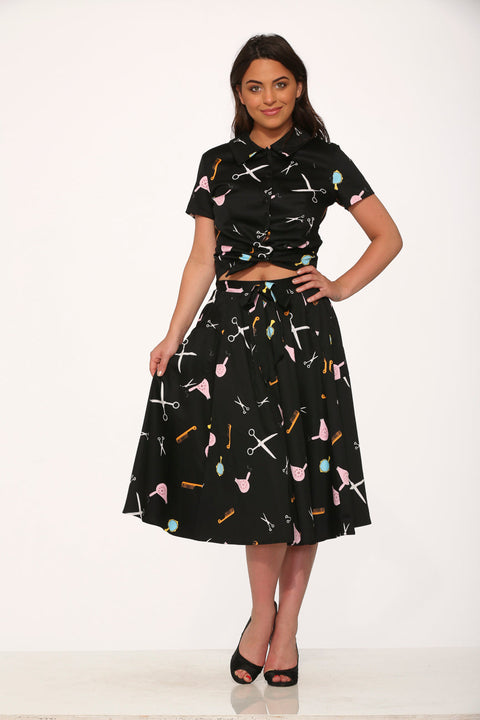 Black Beauty Salon Top & Skirt