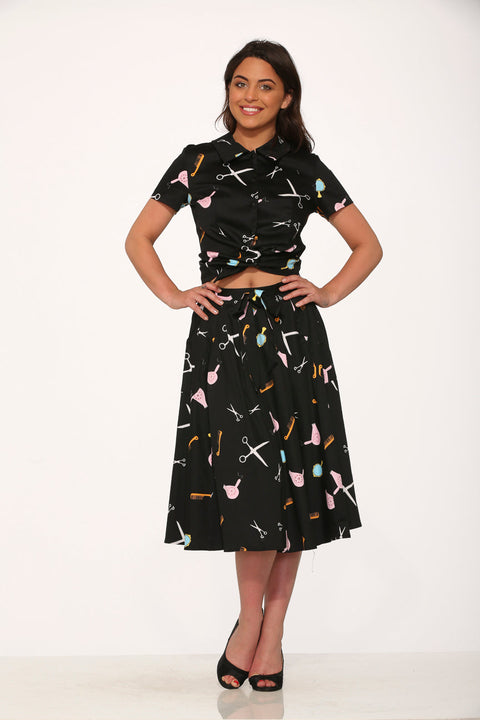 Black Beauty Salon Top & Skirt