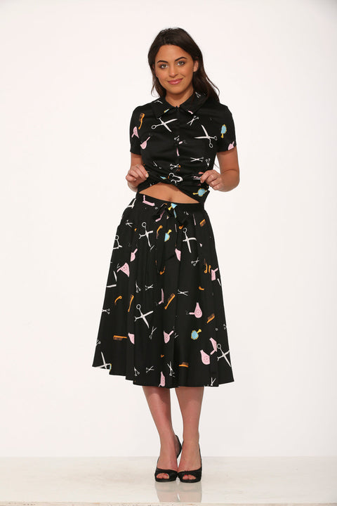 Black Beauty Salon Top & Skirt