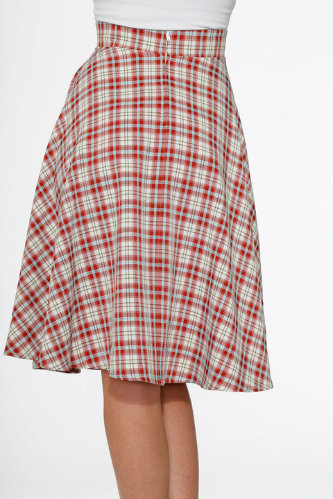 Red Plaid Swing Skirt