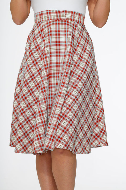 Red Plaid Swing Skirt
