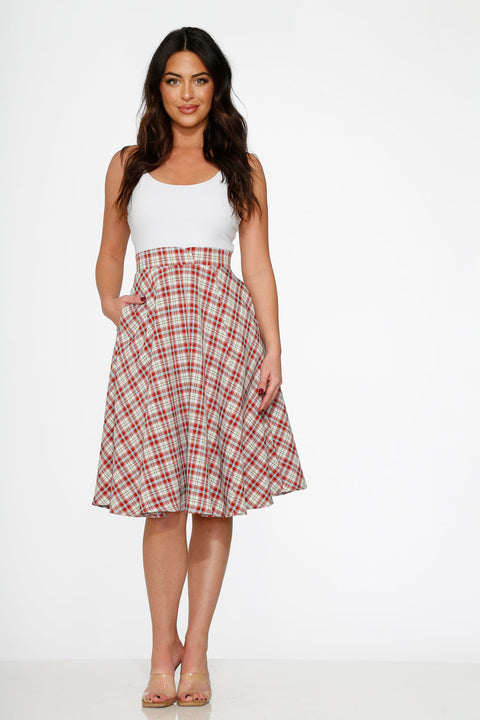 Red Plaid Swing Skirt