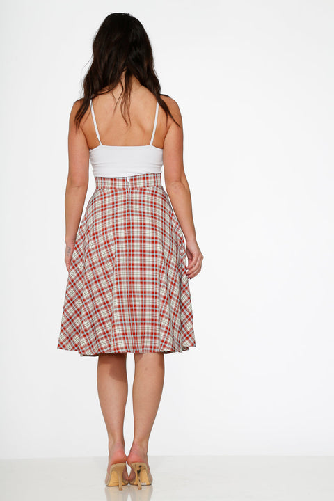 Red Plaid Swing Skirt