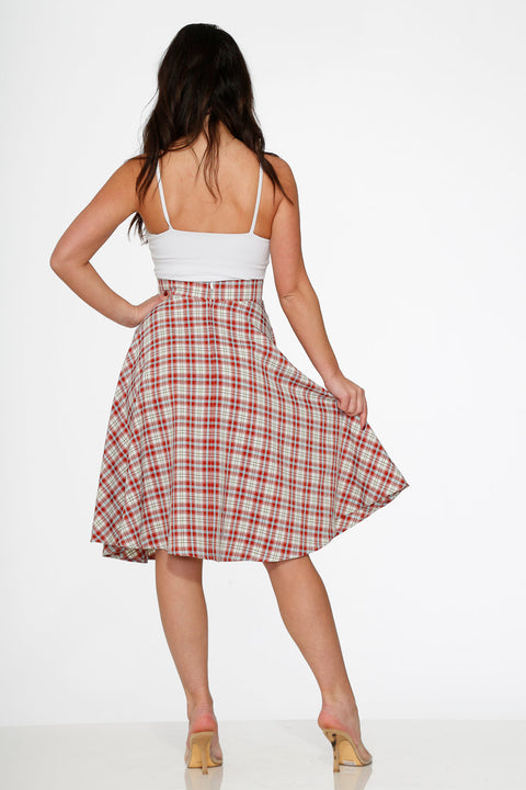 Red Plaid Swing Skirt