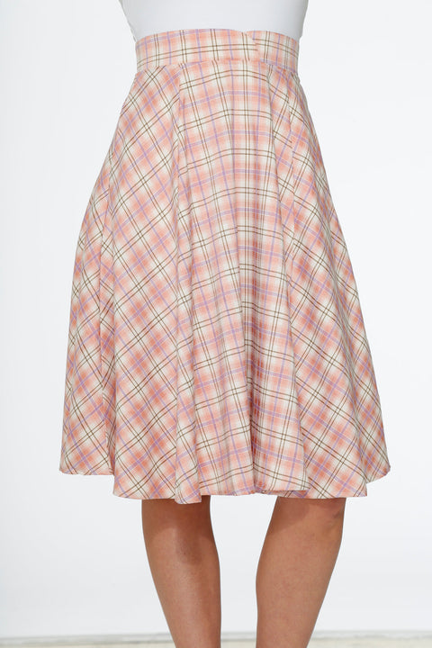 Pink Plaid Swing Skirt