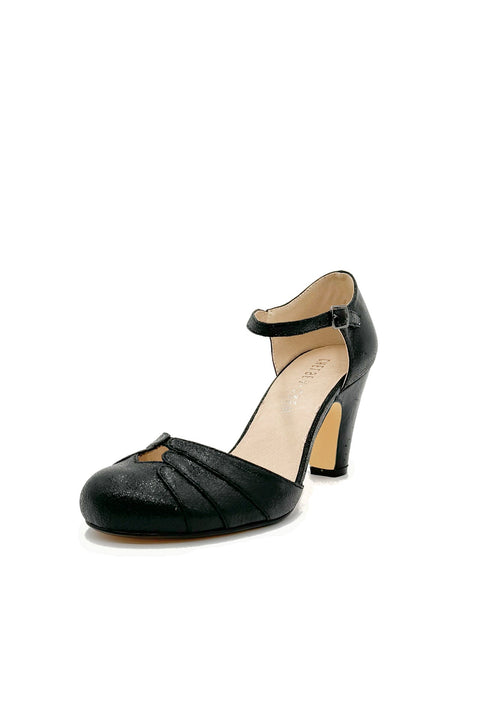 Goldie Metallic Ballroom Heels Black
