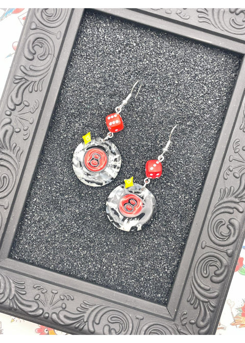 Tattoo Love 8 Ball Dangle Earrings