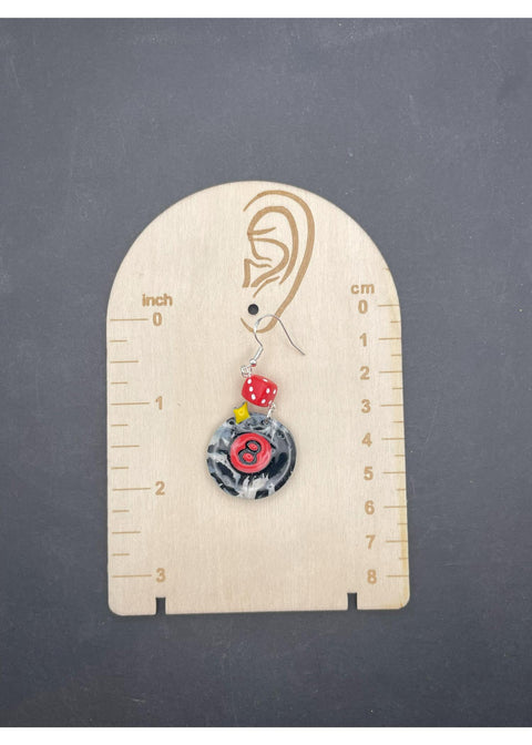 Tattoo Love 8 Ball Dangle Earrings