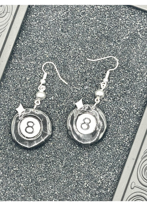 Tattoo Love 8 Ball Dangle Earrings