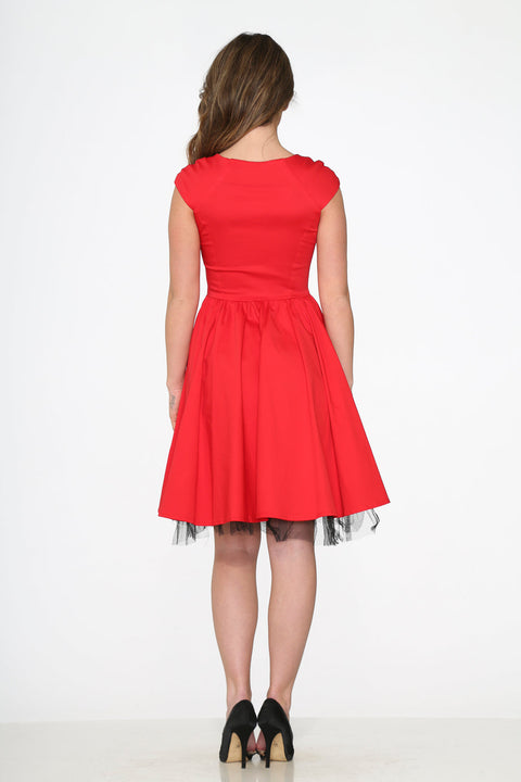Red & Black Trim Swing Dress