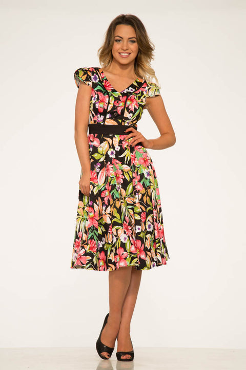 Tropical Mix Floral Swing Dress