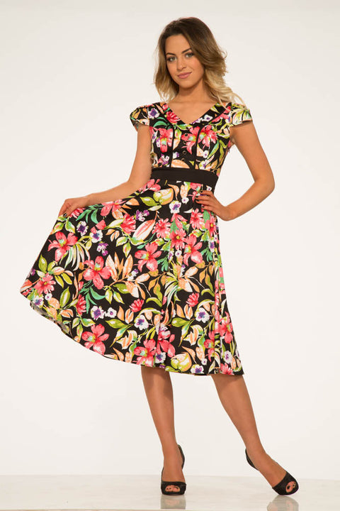 Tropical Mix Floral Swing Dress