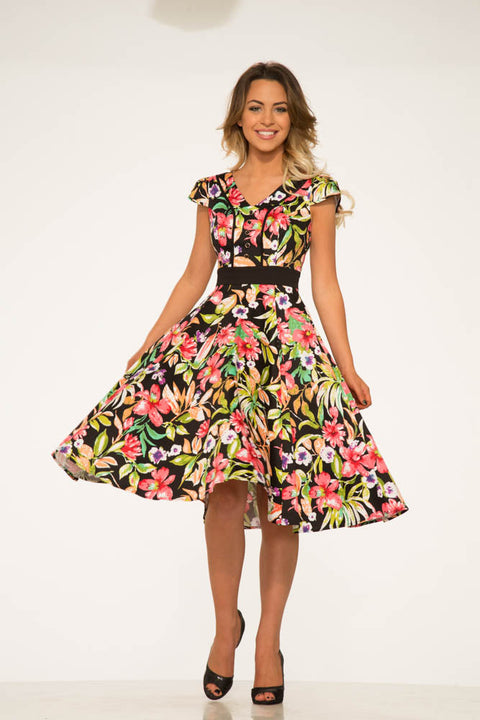 Tropical Mix Floral Swing Dress