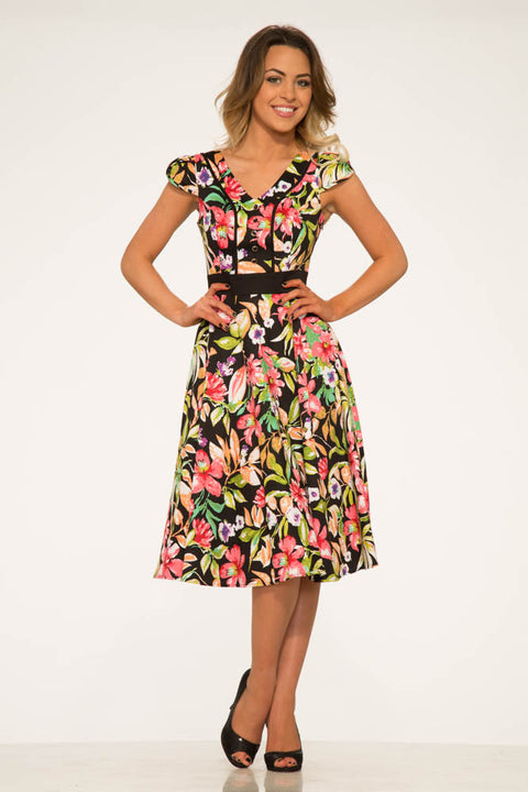 Tropical Mix Floral Swing Dress