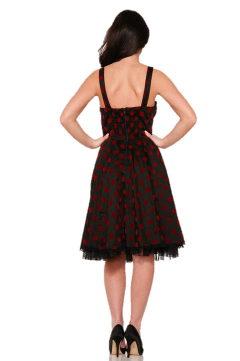 Black & Red Velvet Polka Dot Dress