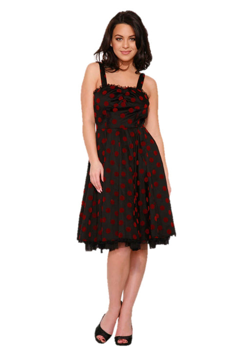 Black & Red Velvet Polka Dot Dress