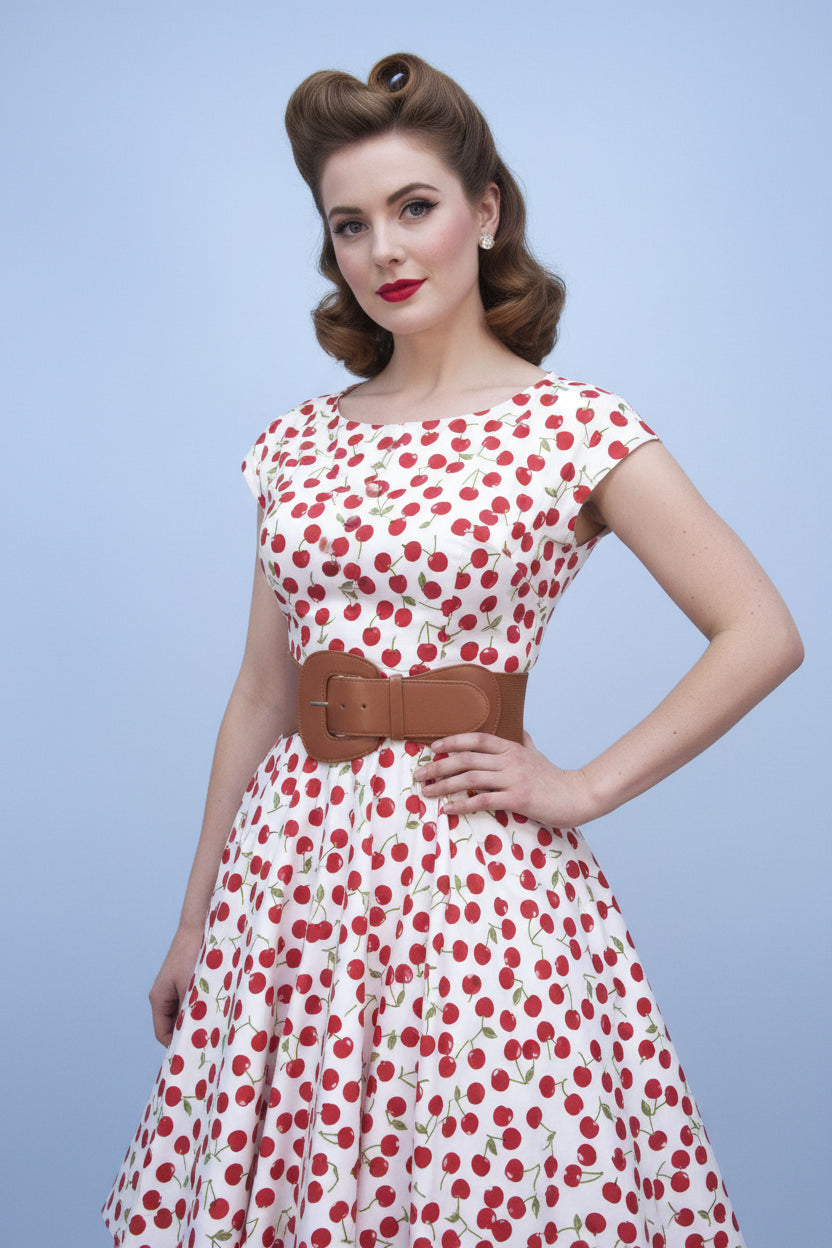 red dress brown belt Elastic – ModCloth For a garden party