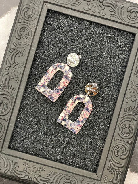 Cat Print Arched Dangle Earrings