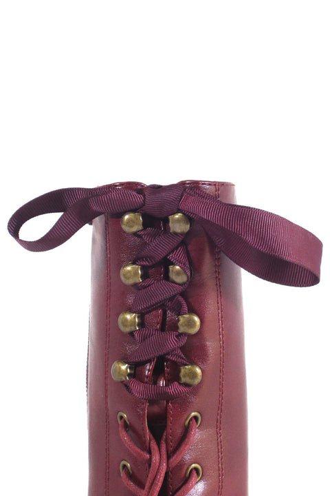 Claire Victorian Booties Burgundy