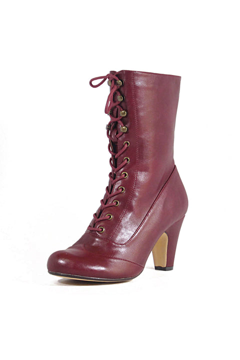 Claire Victorian Booties Burgundy