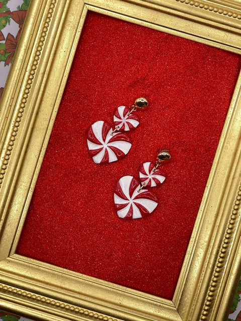 Candy Cane Heart Earrings