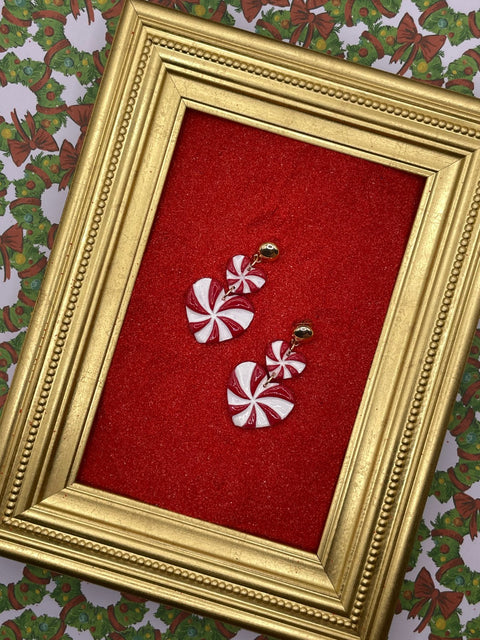 Candy Cane Heart Earrings