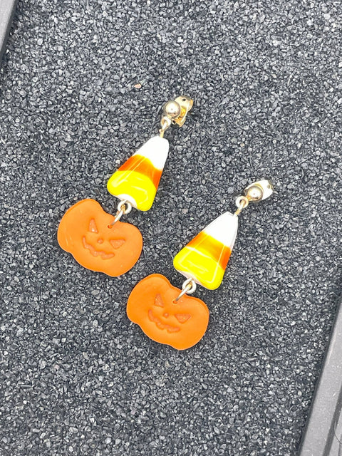 Salem Candy Corn Jack-O-Lantern Earrings