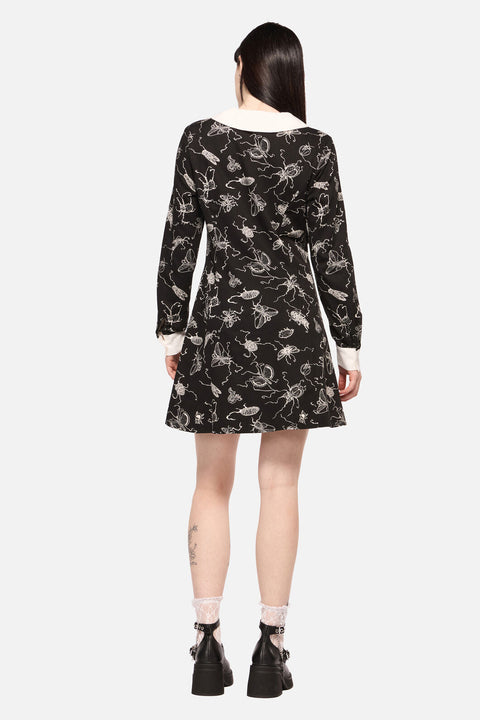 Dark Pieridae Print Long Sleeve Dress