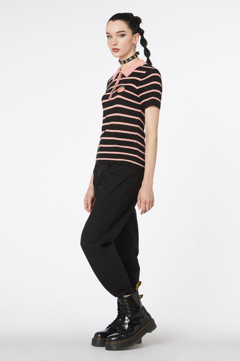 Stripey Peach Collar Knit