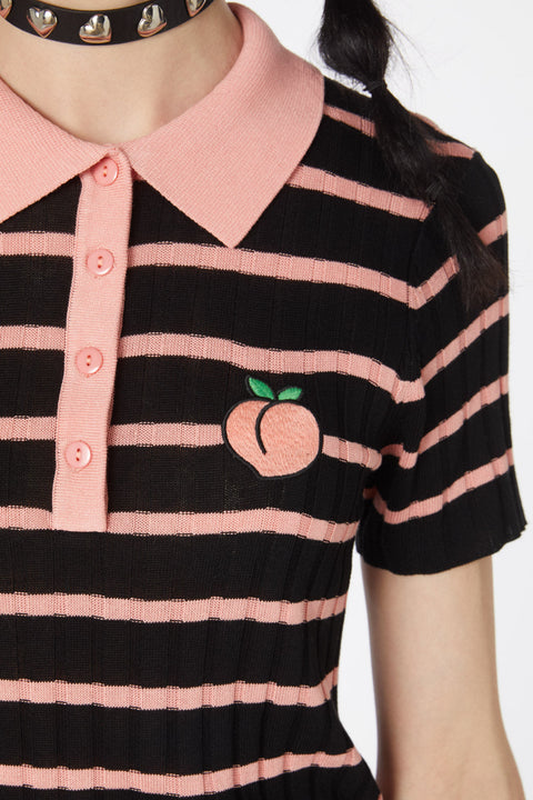 Stripey Peach Collar Knit