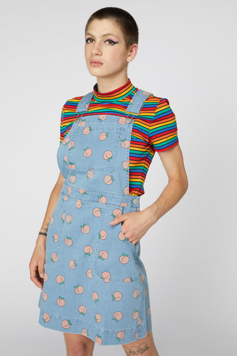 Denim Peach Bib Pinafore Skirtall