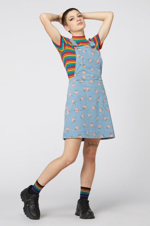 Denim Peach Bib Pinafore Skirtall