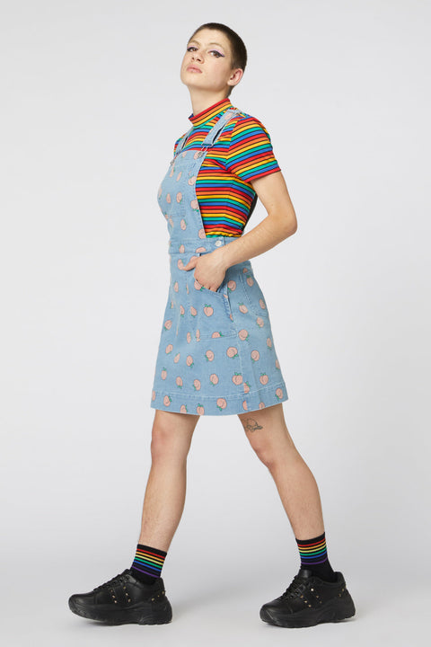 Denim Peach Bib Pinafore Skirtall