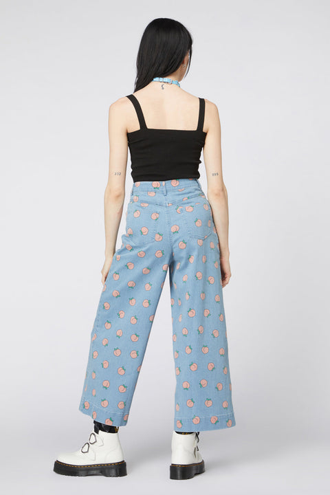 Denim Peach Wide Leg Jeans