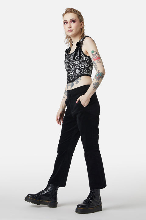At The Alter Velvet Kick Flares Black