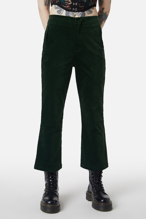 At The Alter Velvet Kick Flares Emerald
