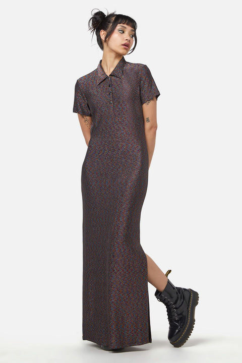 Glitter Mesh Midi Dress Rainbow Black